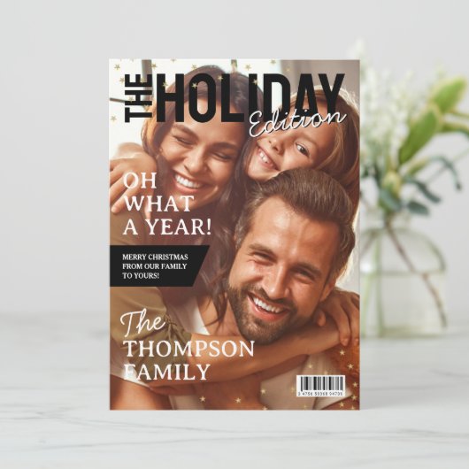 Kerstfamilie Foto Vakantie Magazine Hoesje Kaart (Staand voorkant)