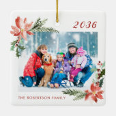 Kerstfamilie Foto White Keramisch Ornament (Achterkant)