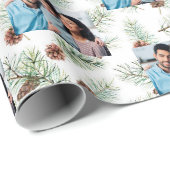 Kerstfamilie foto witte kegel cadeaupapier (Rol Hoek)