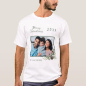 Kerstfamilie foto witte kegel-dennennaam t-shirt (Voorkant)