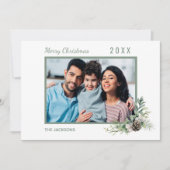 Kerstfamilie foto witte kegel modern feestdagenkaart (Voorkant)