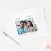 Kerstfamilie foto witte kegel vierkante sticker (Envelop)