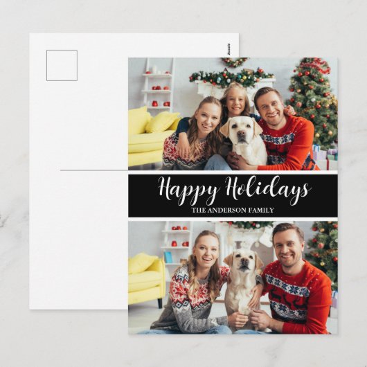 kerstfamilie foto's collage feestdagenkaart (Voorkant / Achterkant)