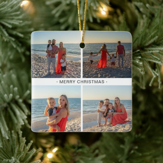 kerstfamilie foto's collage keramisch ornament (Boom)