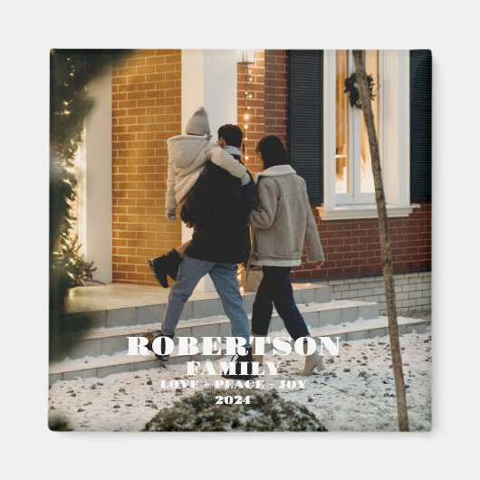 Kerstfamilie gepersonaliseerde aangepaste stijlvol magneet (Voorkant)