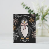 Kerstfamilie Glitter Cute Penguin Kaart (Staand voorkant)