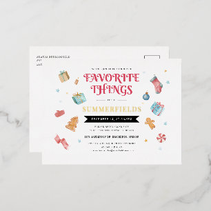 Kerstfamilie - Jaarlijkse favoriete dingen Gold Folie Feestdagen Briefkaart