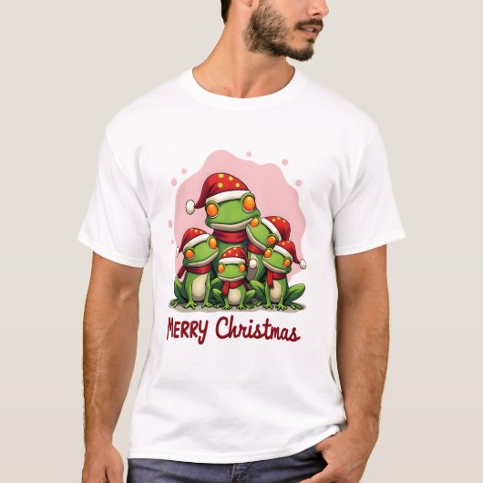 Kerstfamilie kikkers (1) t-shirt (Voorkant)