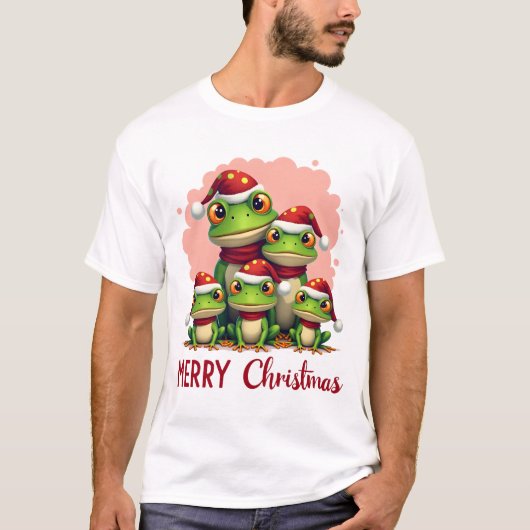 Kerstfamilie kikkers (3) t-shirt (Voorkant)