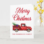 Kerstfamilie naam  Red Truck Giften Tree Kaart (Gele Bloem)