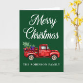 Kerstfamilie naam  Red Truck Tree Gifts Kaart (Gele Bloem)