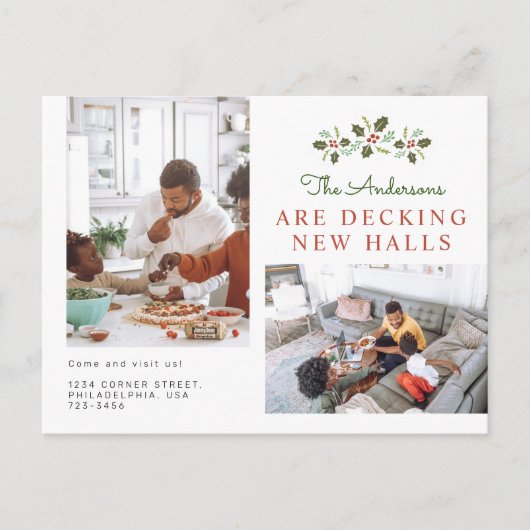 Kerstfamilie: nieuwe zalen foto's verplaatsen aankondigingskaart (Voorkant)
