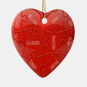 Kerstfamilie Puzzle Heart met namen Keramisch Ornament (Rechts)