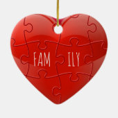 Kerstfamilie Puzzle Heart met namen Keramisch Ornament (Achterkant)