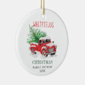 Kerstfamilie reünie Waterverf Red Truck Keramisch Ornament (Rechts)
