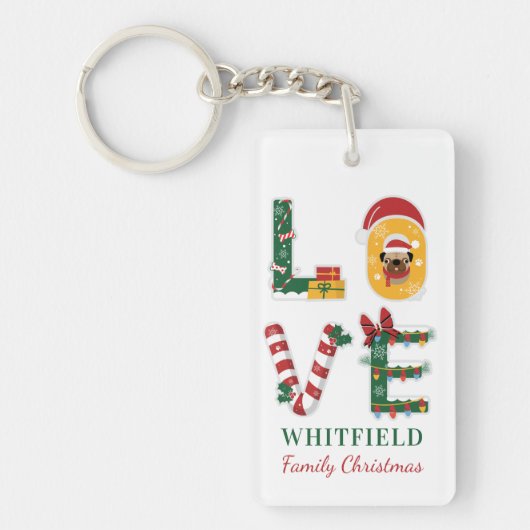 Kerstfamilie Reunion Custom Keepslag Sleutelhanger (Voorkant)