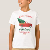 Kerstfamilie Reunion Red Truck aangepast aan maat T-shirt (Voorkant)