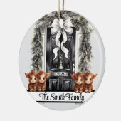 Kerstfamilie van 4 Ornament Highland koe (Links)