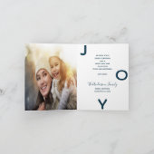Kerstfamiliefoto Joy blue card (Binnen)