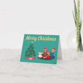 KERSTFAMILIEKAART VOOR DE FEESTdagen Kaart
