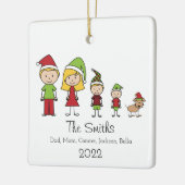 Kerstfamiliekuut op maat van hond keramisch ornament (Links)