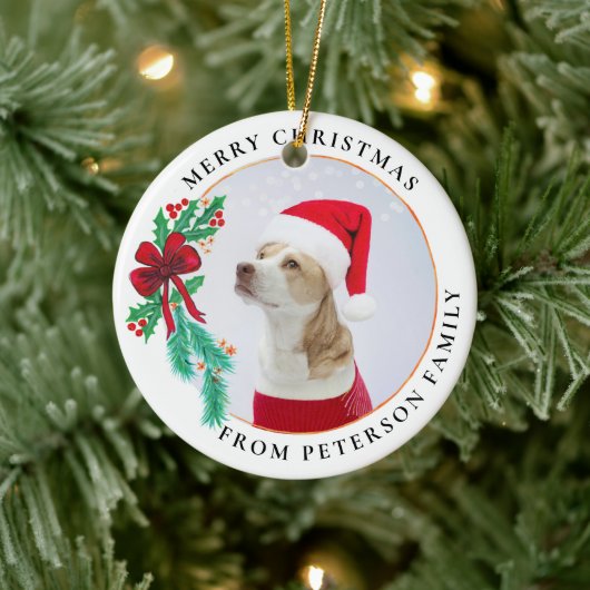 kerstfamilienaam Foto Keramisch Ornament (Boom)