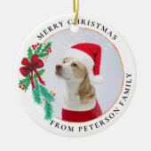 kerstfamilienaam Foto Keramisch Ornament (Voorkant)