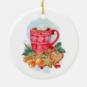 Kerstfamilienaam kinder Snowman waterverf Keramisch Ornament (Achterkant)