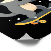 KERSTFANAAT Grappige Kerst Skateboard Luiaard ( Poster (Hoek)