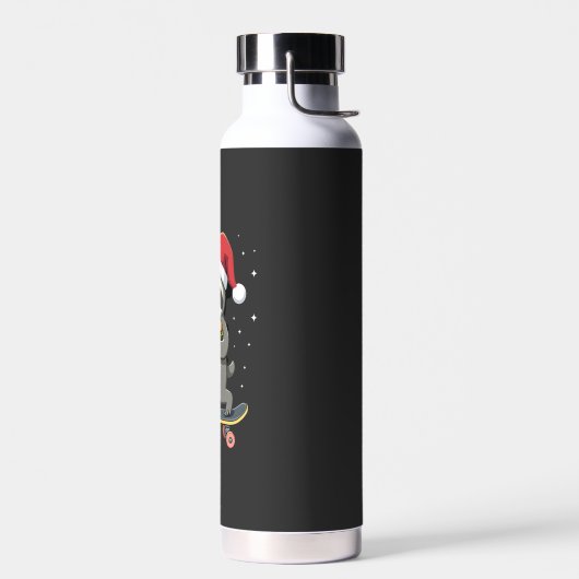 KERSTFANAAT Grappige Kerst Skateboard Luiaard ( Waterfles (Links)
