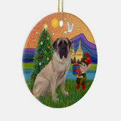 Kerstfantasie - Bull Mastiff Keramisch Ornament (Rechts)