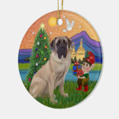 Kerstfantasie - Bull Mastiff Keramisch Ornament (Links)