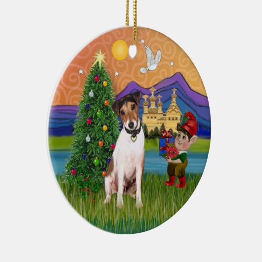 Kerstfantasie - Jack Russell Terrier Keramisch Ornament (Rechts)