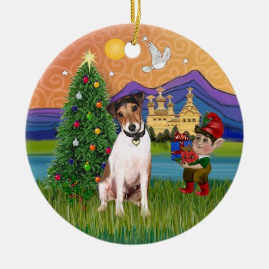 Kerstfantasie - Jack Russell Terrier Keramisch Ornament (Voorkant)