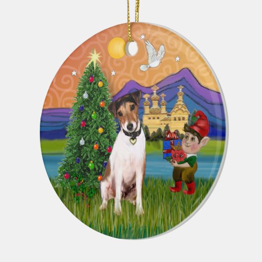 Kerstfantasie - Jack Russell Terrier Keramisch Ornament (Links)