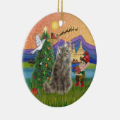 Kerstfantasie - Noorse Boskat Keramisch Ornament (Rechts)