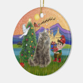 Kerstfantasie - Noorse Boskat Keramisch Ornament (Links)