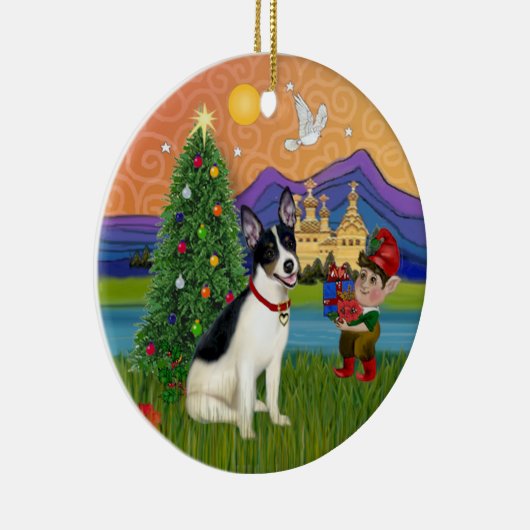 Kerstfantasie - Rat Terrier Keramisch Ornament (Rechts)