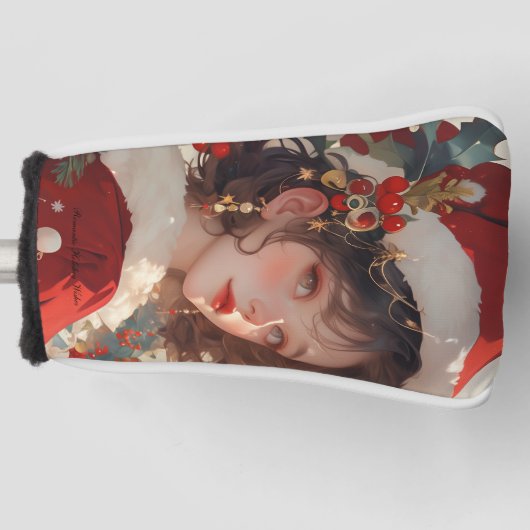 Kerstfantasie: Romantisch Holiday Putter Hoesje Golfheadcover (Voorkant)