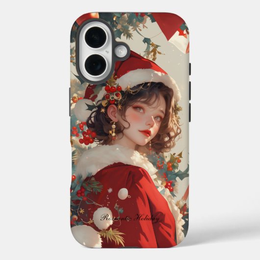Kerstfantasie: Romantische iPhone 16, stoer hoesje (Achterkant)