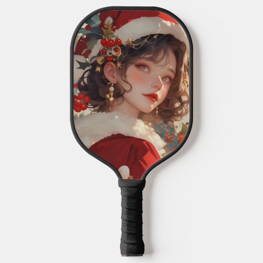 Kerstfantasie: Romantische Pickleball Paddle (Voorkant)