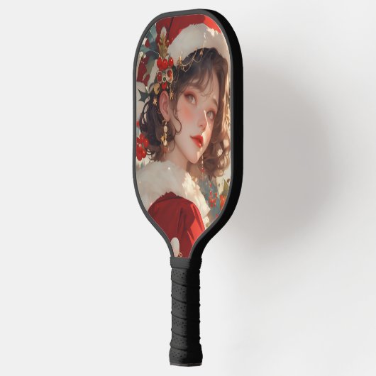 Kerstfantasie: Romantische Pickleball Paddle (Links)