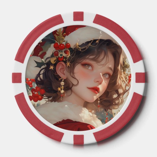 Kerstfantasie: Romantische vakantie poker chips (Voorkant)