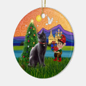 Kerstfantasie - Russische blauwe kat Keramisch Ornament (Links)