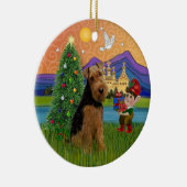 Kerstfantasie - Welsh Terrier Keramisch Ornament (Rechts)