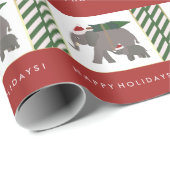 Kerstfanten met Petten, structuur en strepen Cadeaupapier (Rol Hoek)