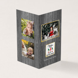 Kerstfavoriete bommenfamilie Oude houtfamilie Foto Kaart