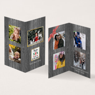 Kerstfavoriete bommenfamilie Oude houtfamilie Foto Kaart