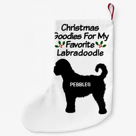 Kerstfavoriete Labradoodle hond Kleine Kerstsok (Achterkant)