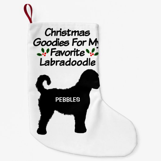 Kerstfavoriete Labradoodle hond Kleine Kerstsok (Voorkant)